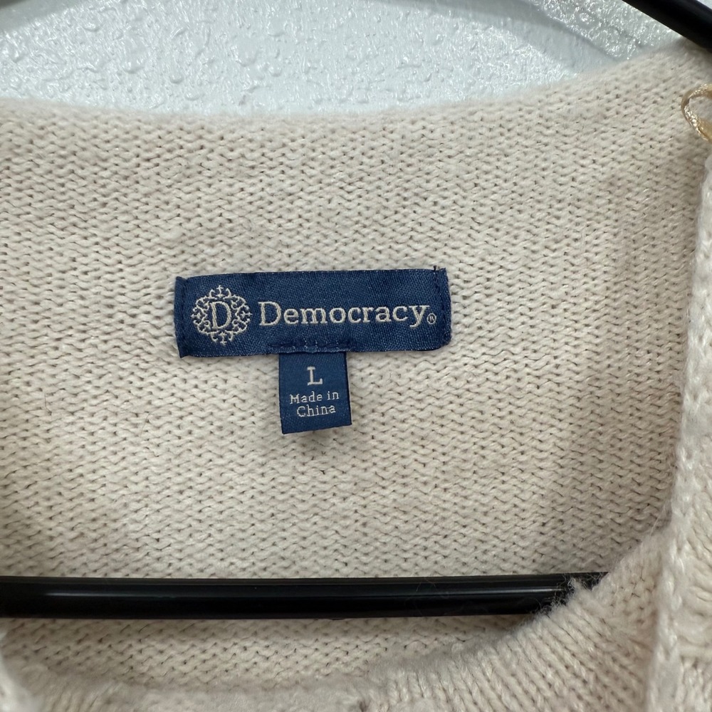Democracy Women Knit Sweater Cream Cable Knit‎ Pullover Style B6251HVSW L - Picture 4 of 6